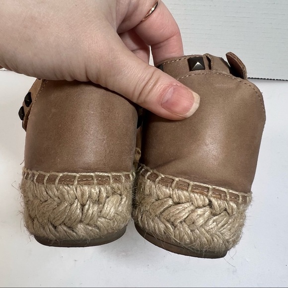 Garnet Hill Womens Espadrille Margo Studded Straps Wrap Sandals Sz 37Tan Leather - Picture 9 of 16